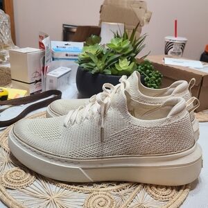 Cream Knit Sneakers By Skechers